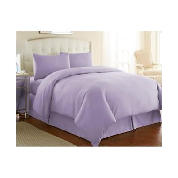 Southshore Purple Solid Fine Linens Ultra-Soft 2-Pc Twin/Twin XL Duvet Cover Set - Picture 1 of 5